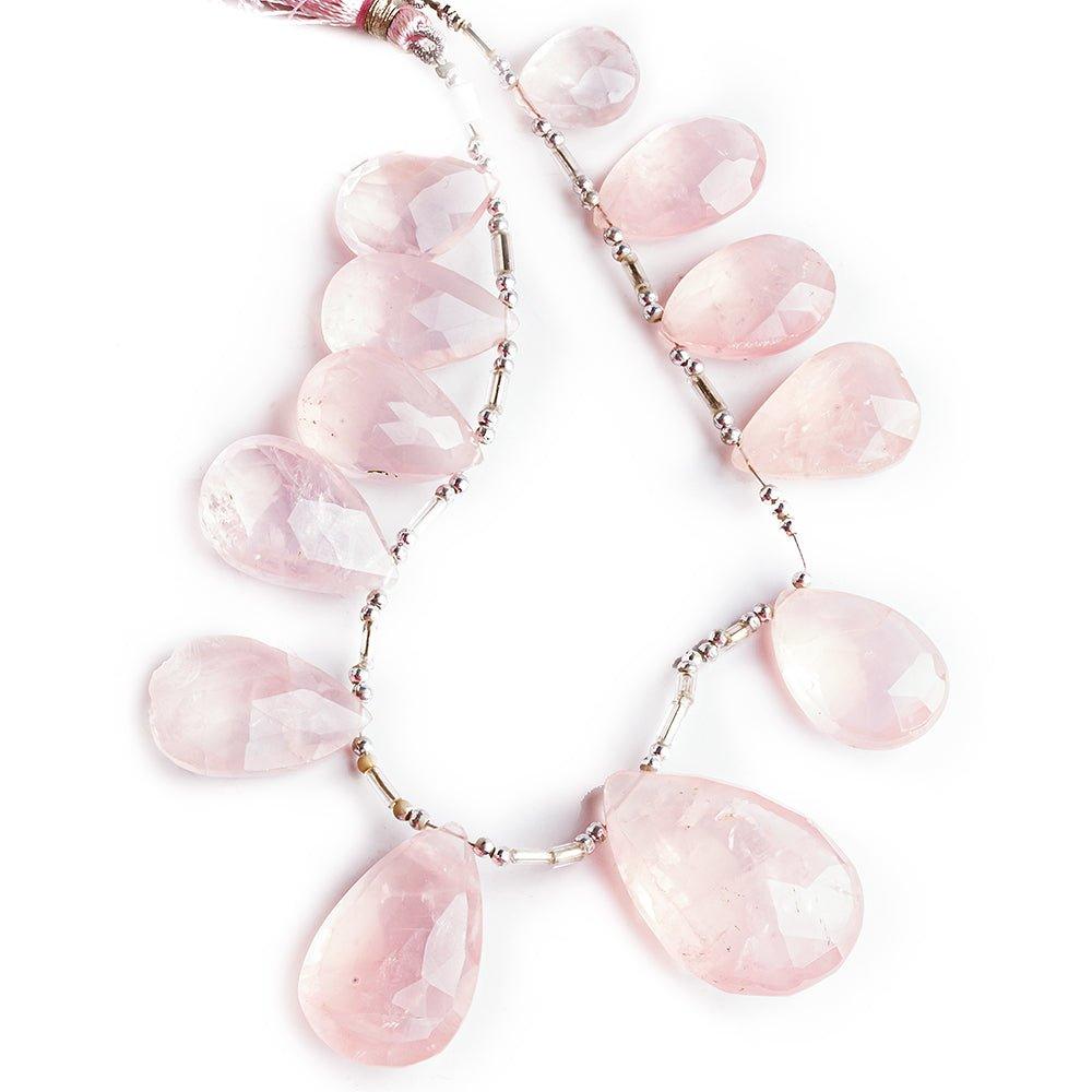 Rose Quartz Faceted Pear Beads 8 inch 11 pieces - The Bead Traders
