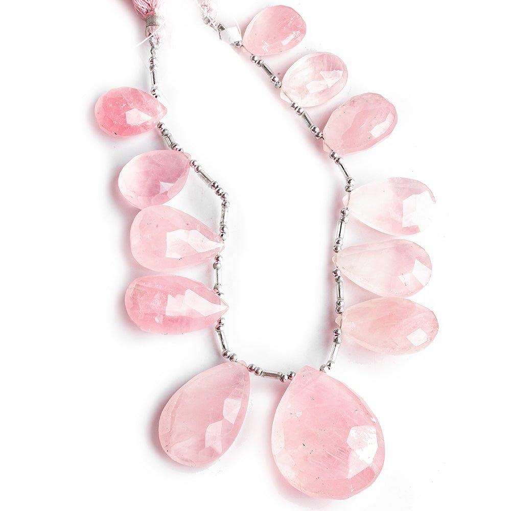Rose Quartz Faceted Pear Beads 8.5 inch 12 pieces - The Bead Traders