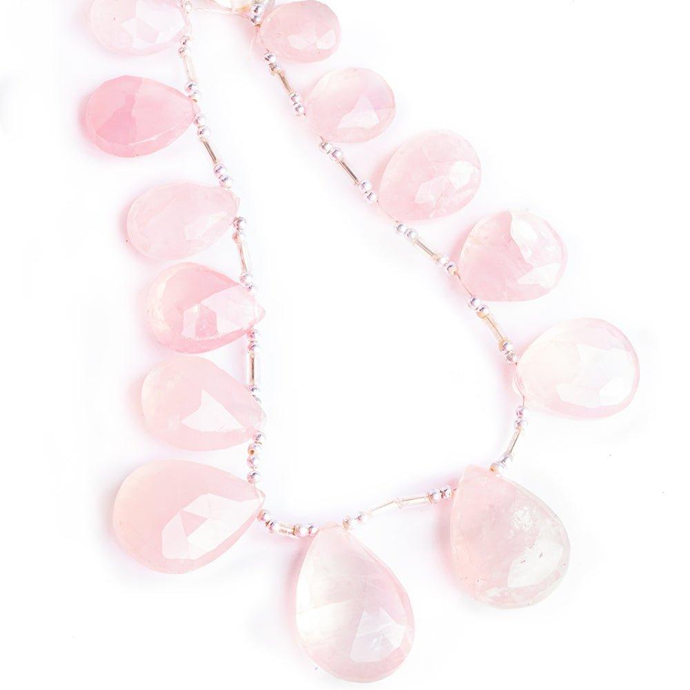 Rose Quartz Faceted Pear Beads 8.5 inch 13 pieces - The Bead Traders