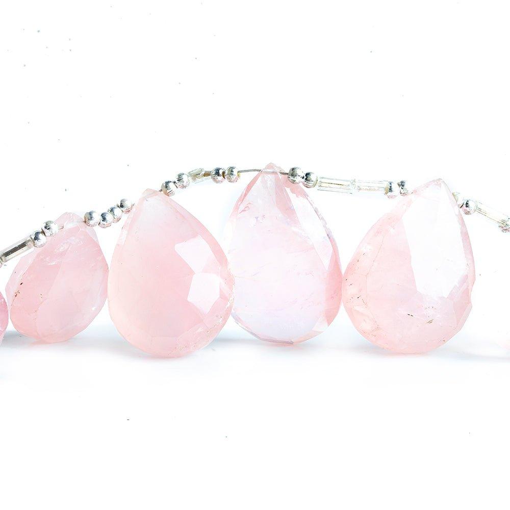 Rose Quartz Faceted Pear Beads 8.5 inch 13 pieces - The Bead Traders