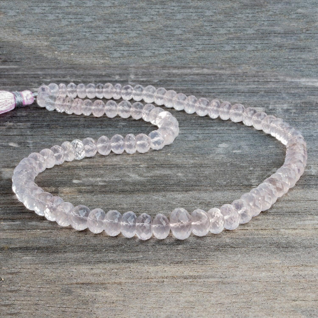 Rose Quartz Faceted Rondelles 16 inch 85 beads - The Bead Traders