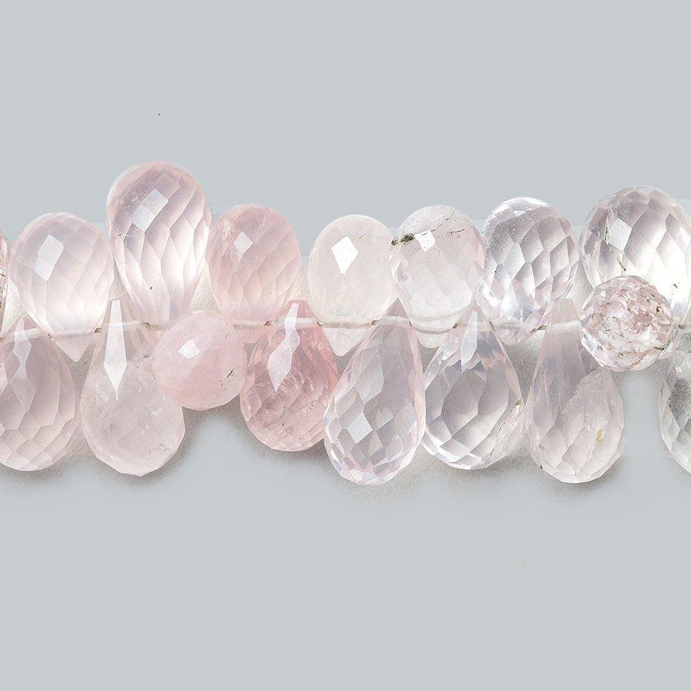 Rose Quartz Faceted Tear Drop Beads 8 inches 73 pieces - The Bead Traders