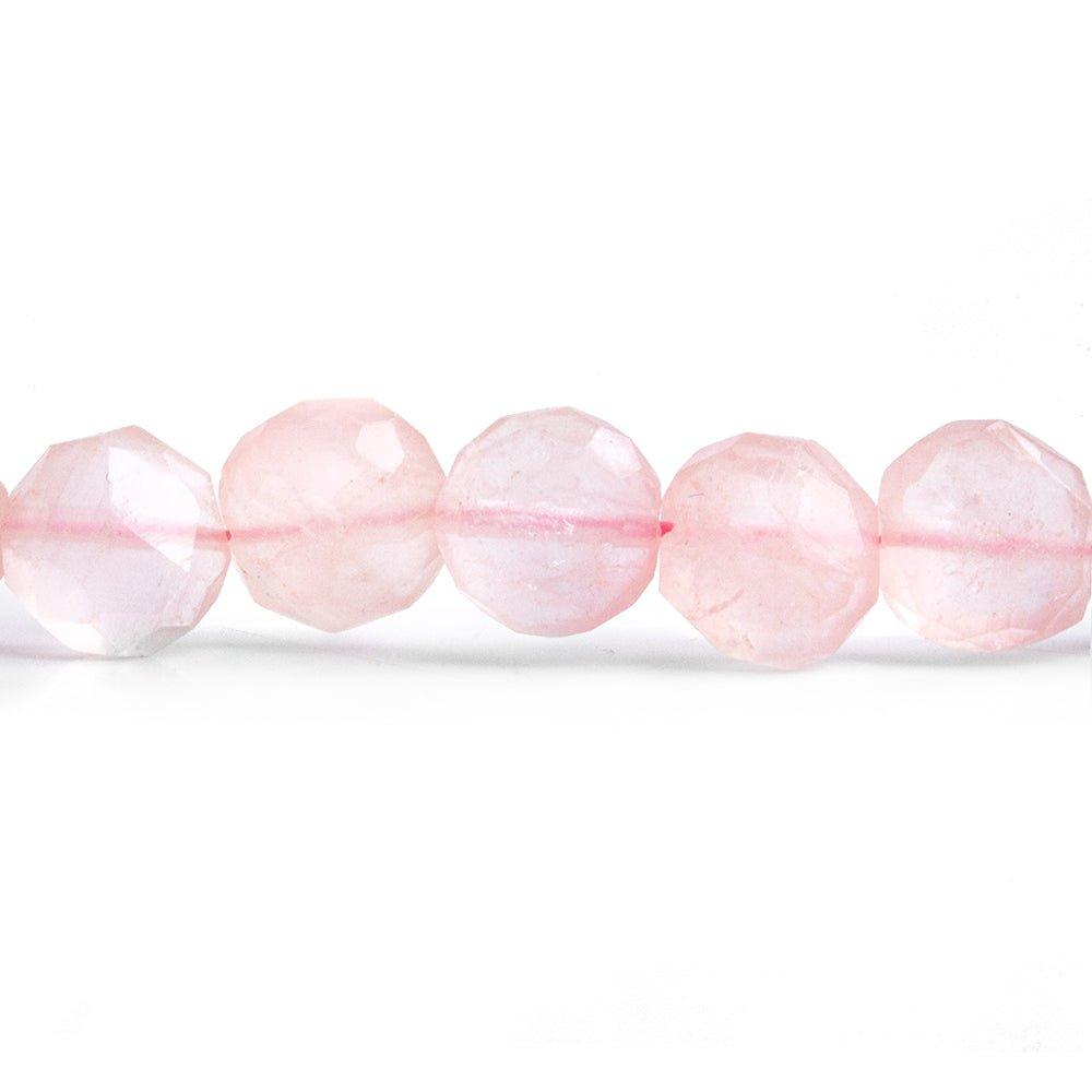 Rose Quartz Fancy Faceted Coin Beads 10 inch 35 pieces - The Bead Traders