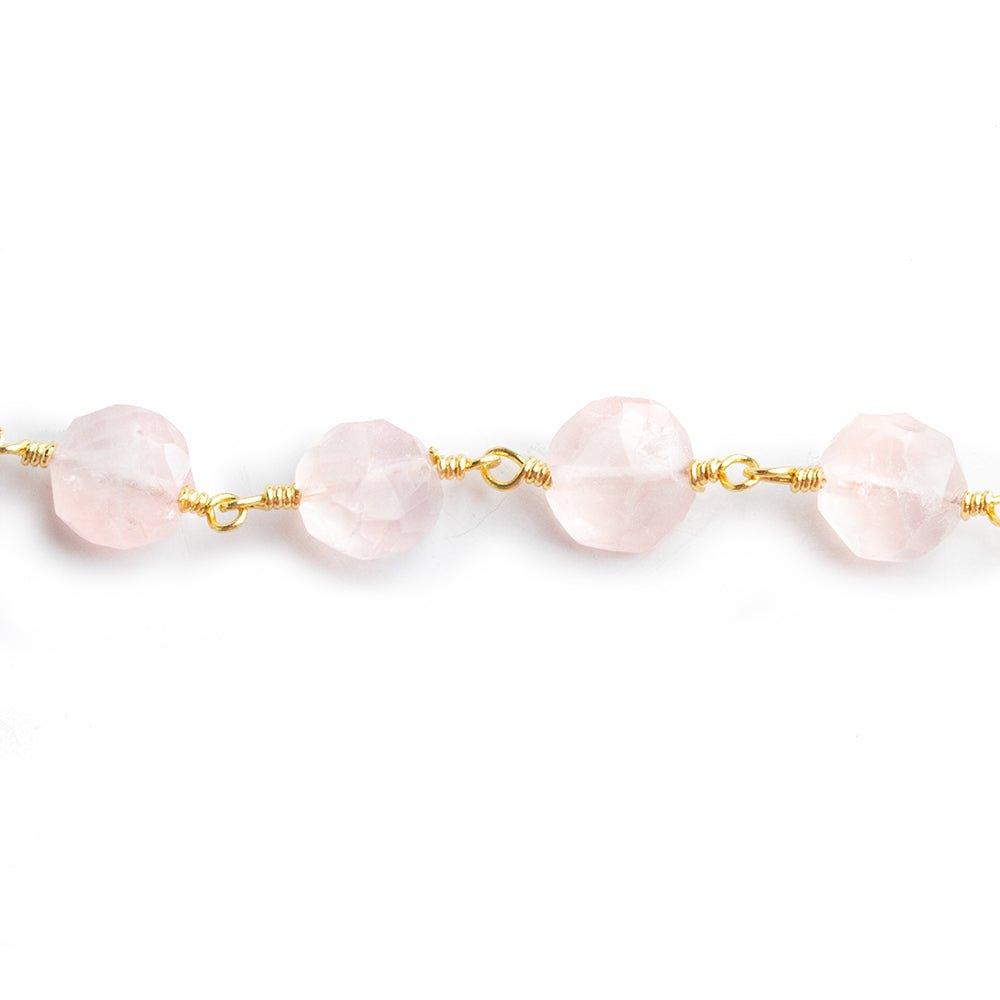 Rose Quartz Hexagon Gold Plated Chain by the Foot 23 pieces - The Bead Traders