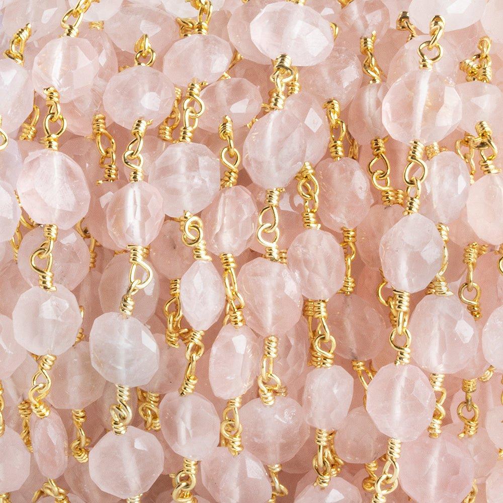 Rose Quartz Hexagon Gold Plated Chain by the Foot 23 pieces - The Bead Traders