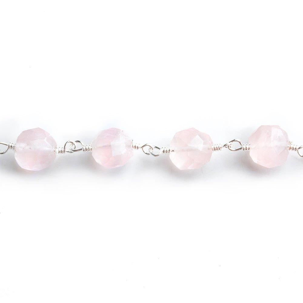 Rose Quartz Hexagon Silver Chain by the Foot 22 pieces - The Bead Traders