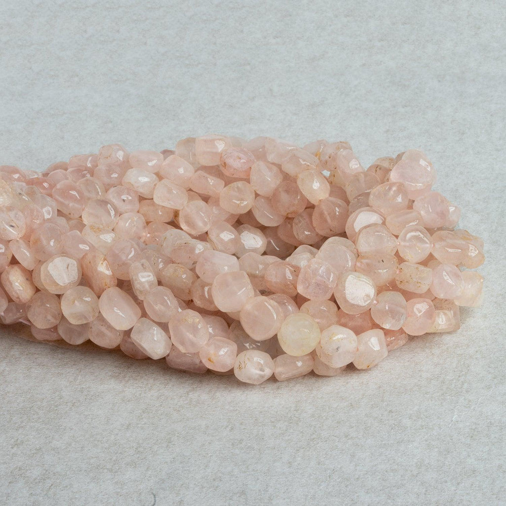 Rose Quartz Plain Coin Beads 14 inch 45 pieces - The Bead Traders