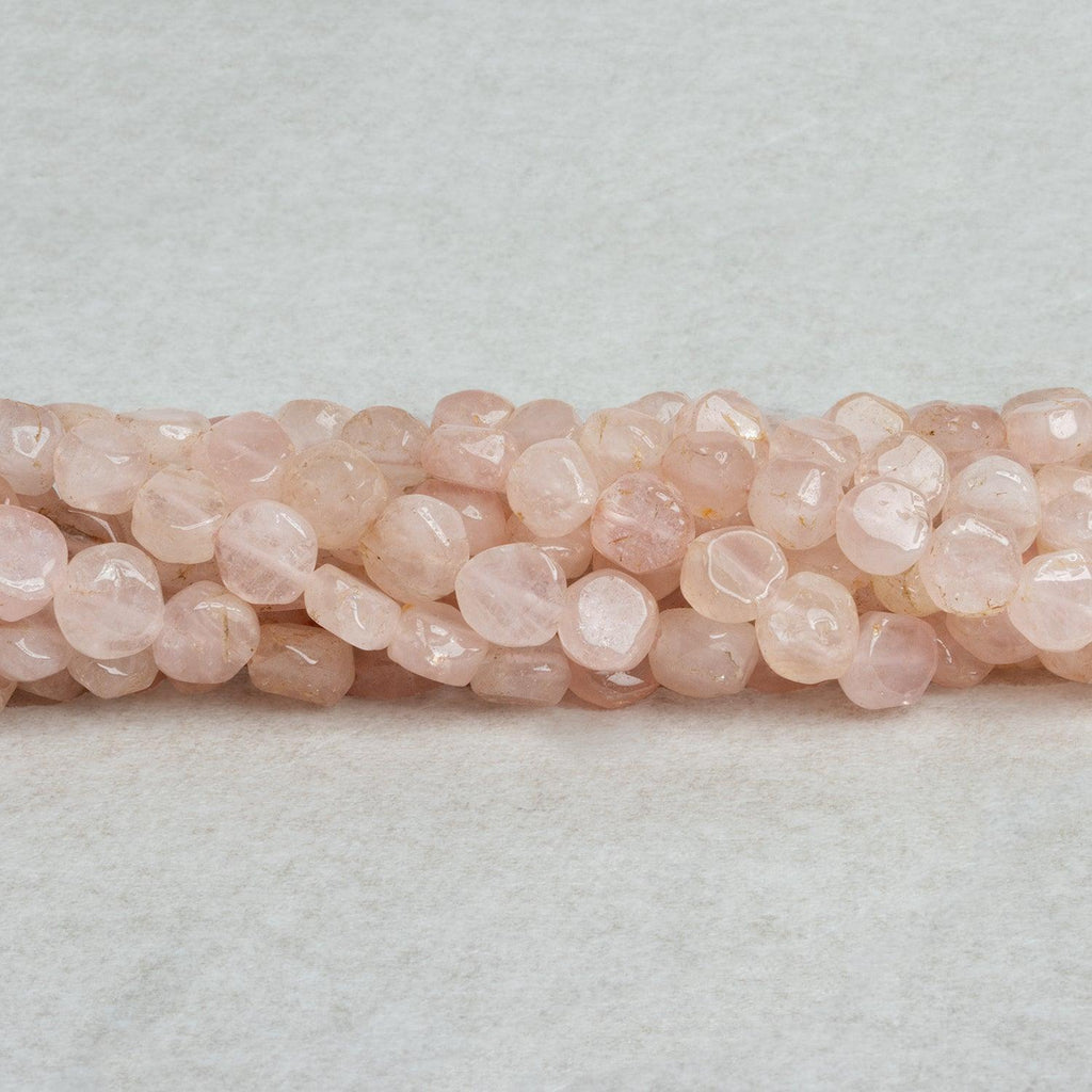 Rose Quartz Plain Coin Beads 14 inch 45 pieces - The Bead Traders