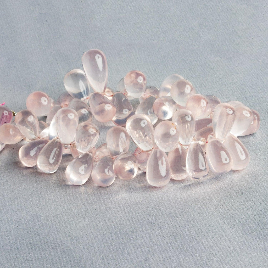 Rose Quartz Plain Drops 8 inch 55 beads - The Bead Traders