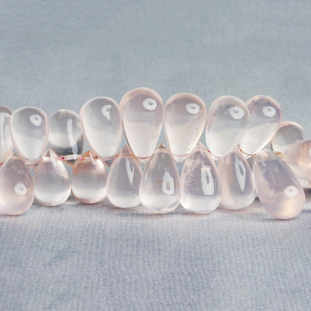 Rose Quartz Plain Drops 8 inch 55 beads - The Bead Traders