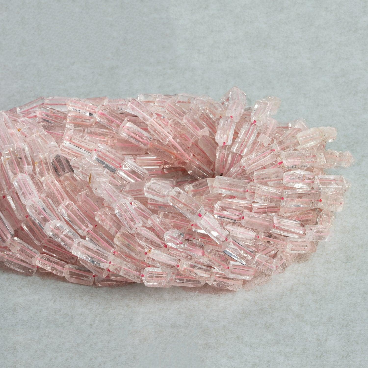 Rose Quartz Plain Rectangle Beads 14 inch 35 pieces - The Bead Traders