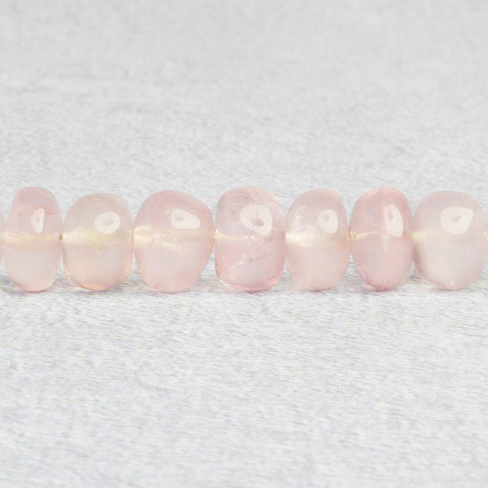Rose Quartz Plain Rondelle Beads 8 inch 30 pieces - The Bead Traders