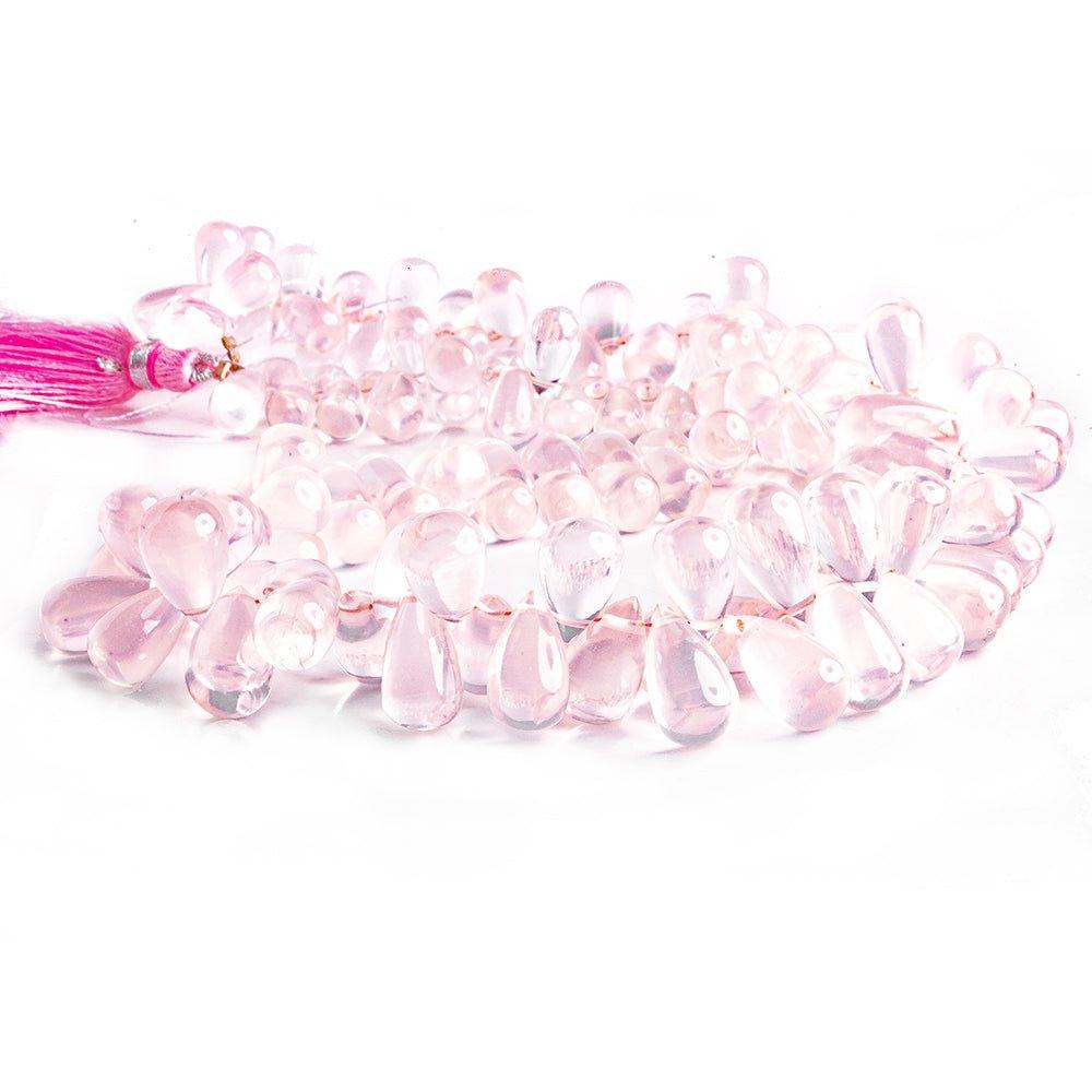 Rose Quartz Plain Teardrop Beads 16 inch 135 pieces - The Bead Traders