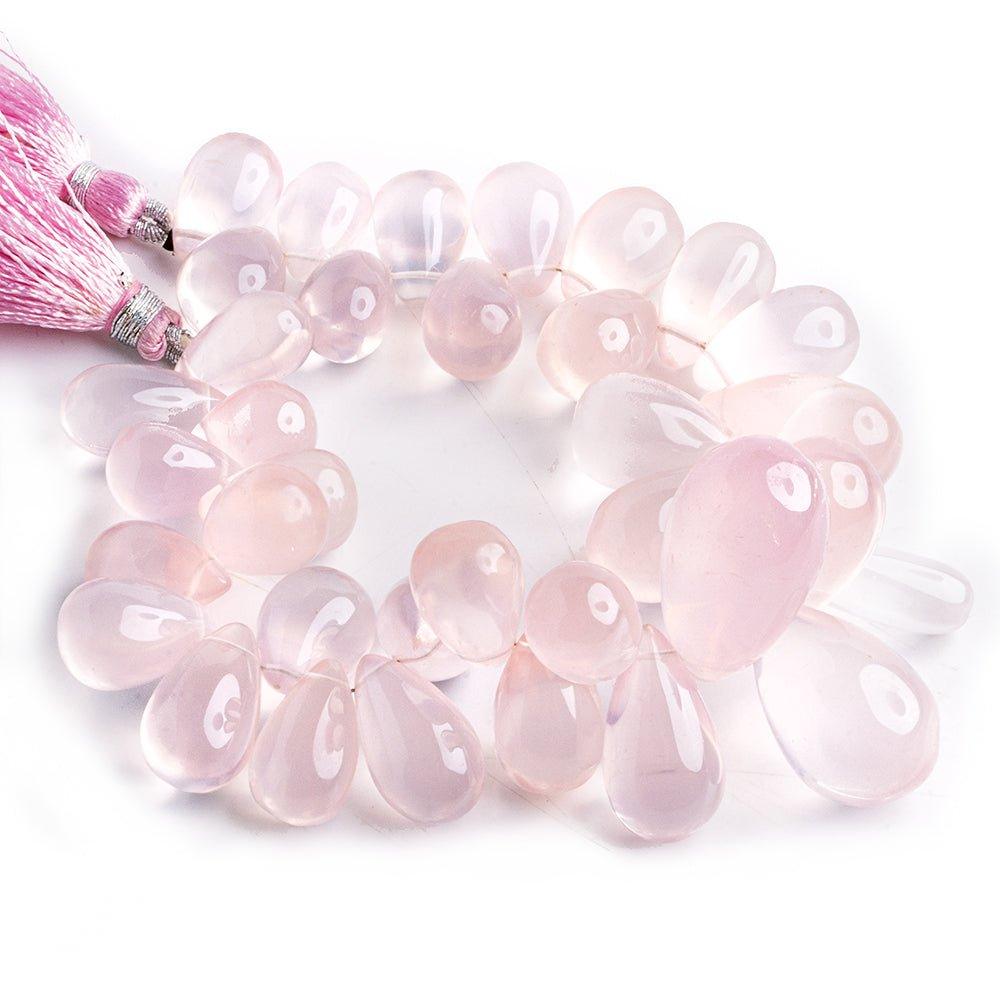 Rose Quartz Plain Teardrop Beads 8 inch 35 pieces - The Bead Traders