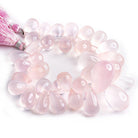 Rose Quartz Plain Teardrop Beads 8 inch 35 pieces - The Bead Traders