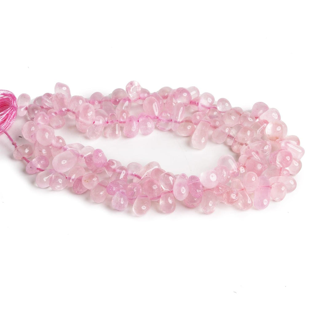 Rose Quartz Plain Teardrops 12 inch 125 beads - The Bead Traders
