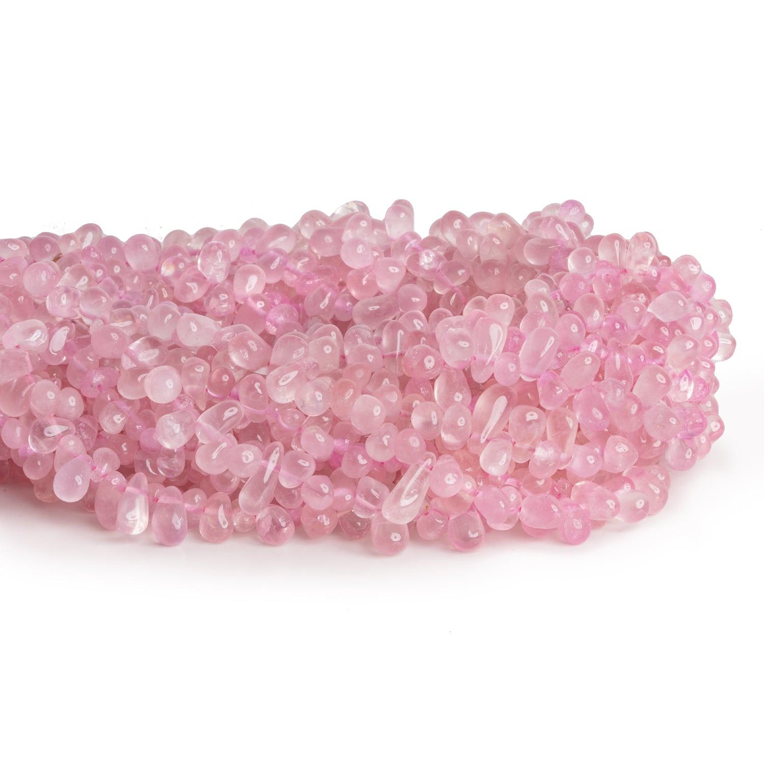 Rose Quartz Plain Teardrops 12 inch 125 beads - The Bead Traders