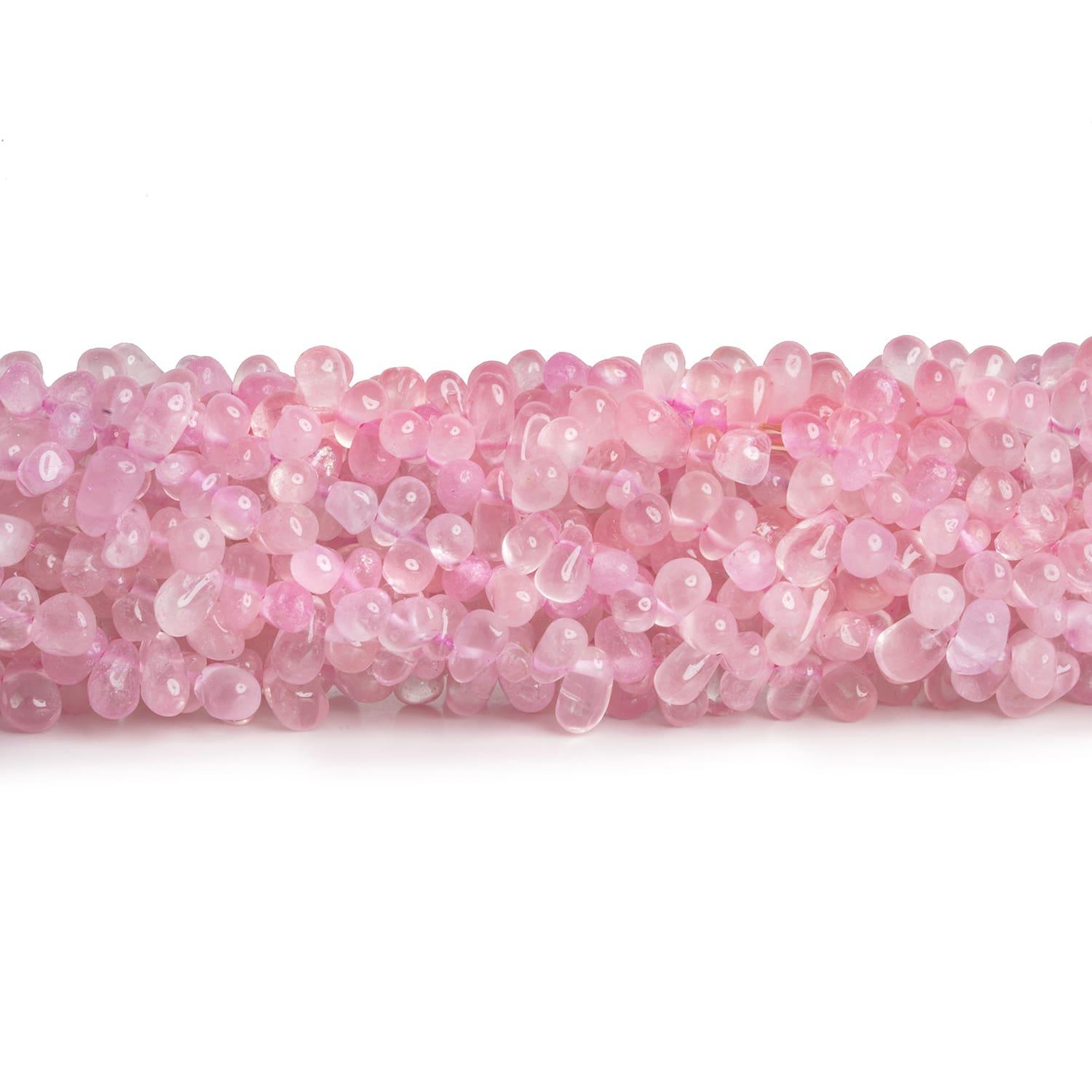 Rose Quartz Plain Teardrops 12 inch 125 beads - The Bead Traders