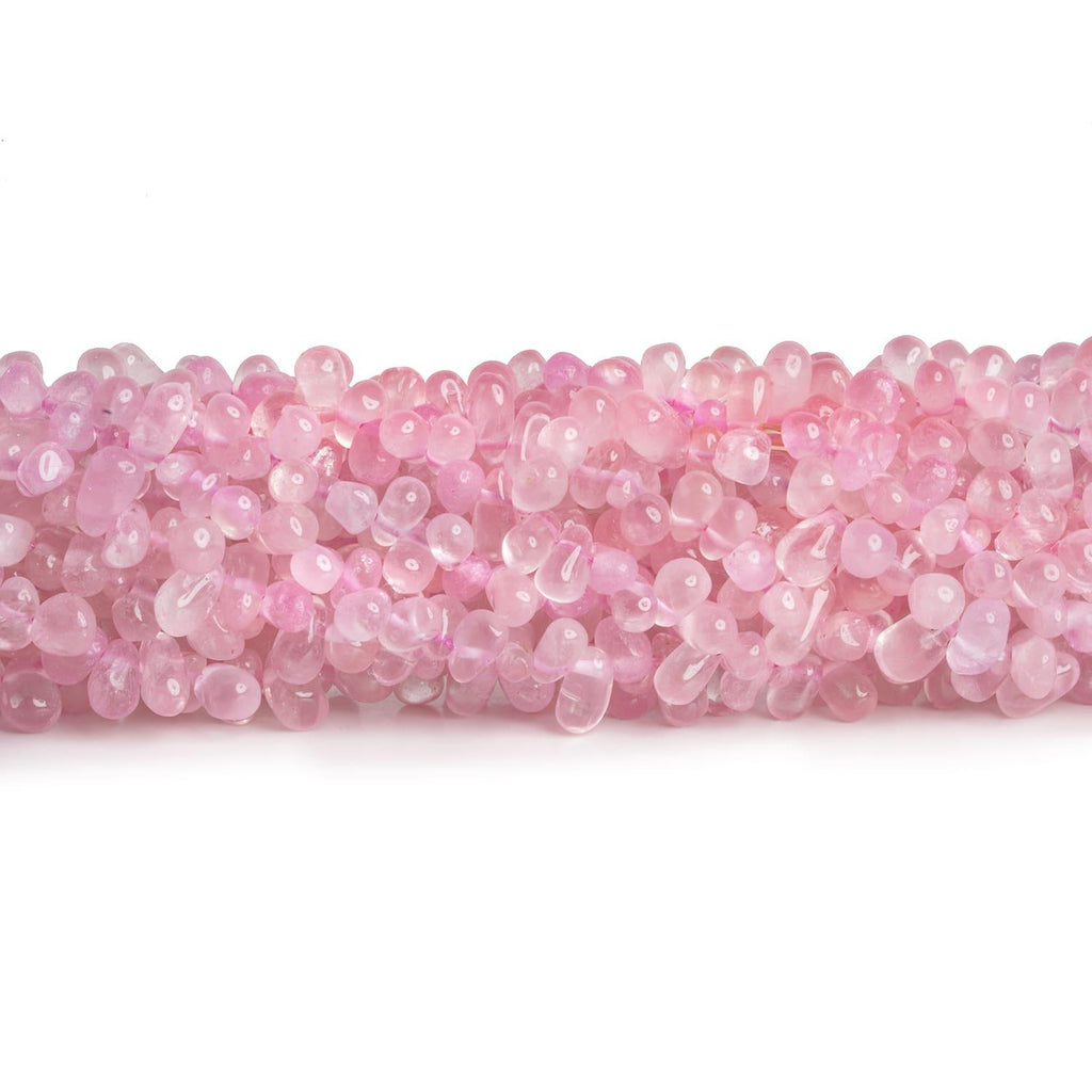 Rose Quartz Plain Teardrops 12 inch 125 beads - The Bead Traders