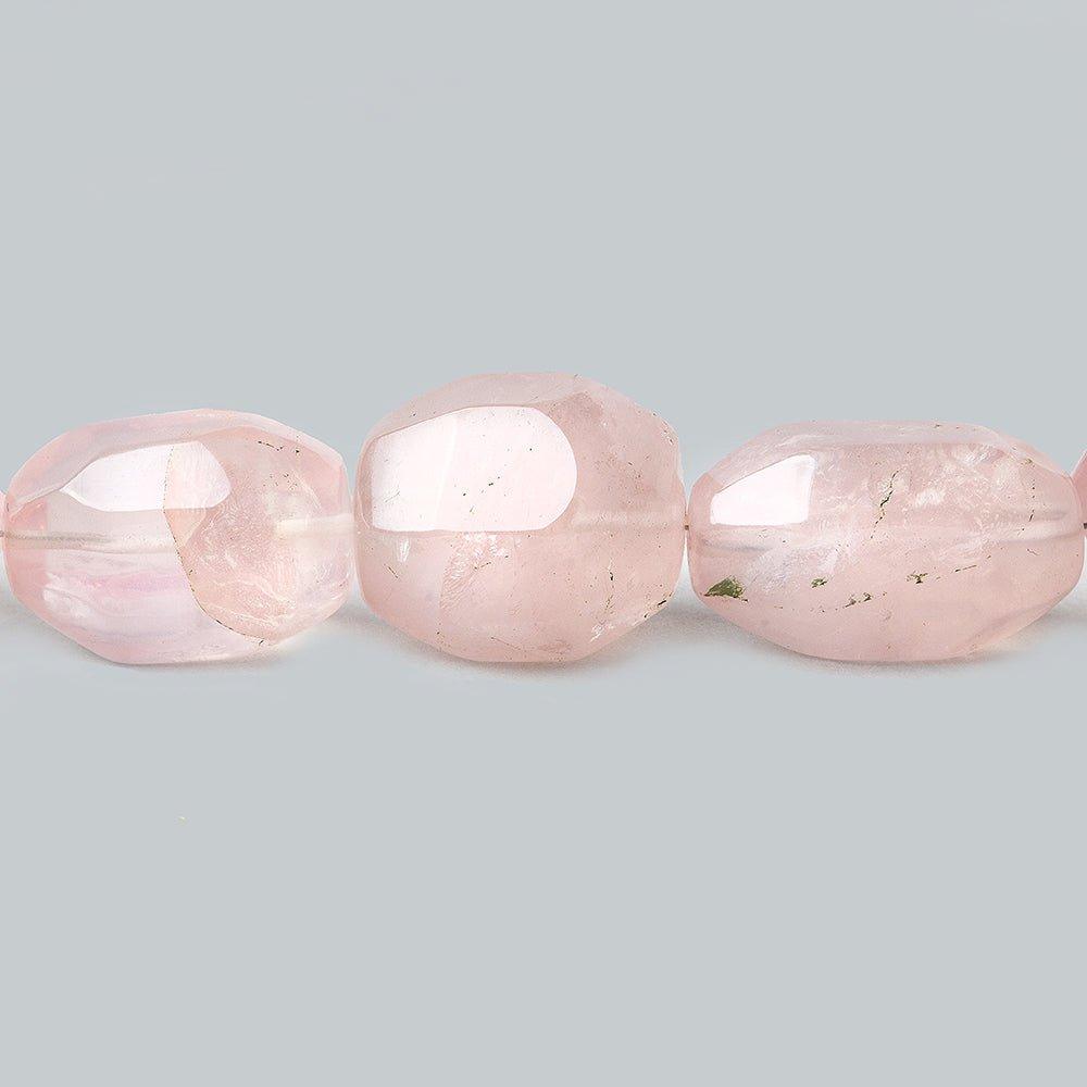 Rose Quartz Tumbled Faceted Nugget Beads 16 inches 26 pieces - The Bead Traders