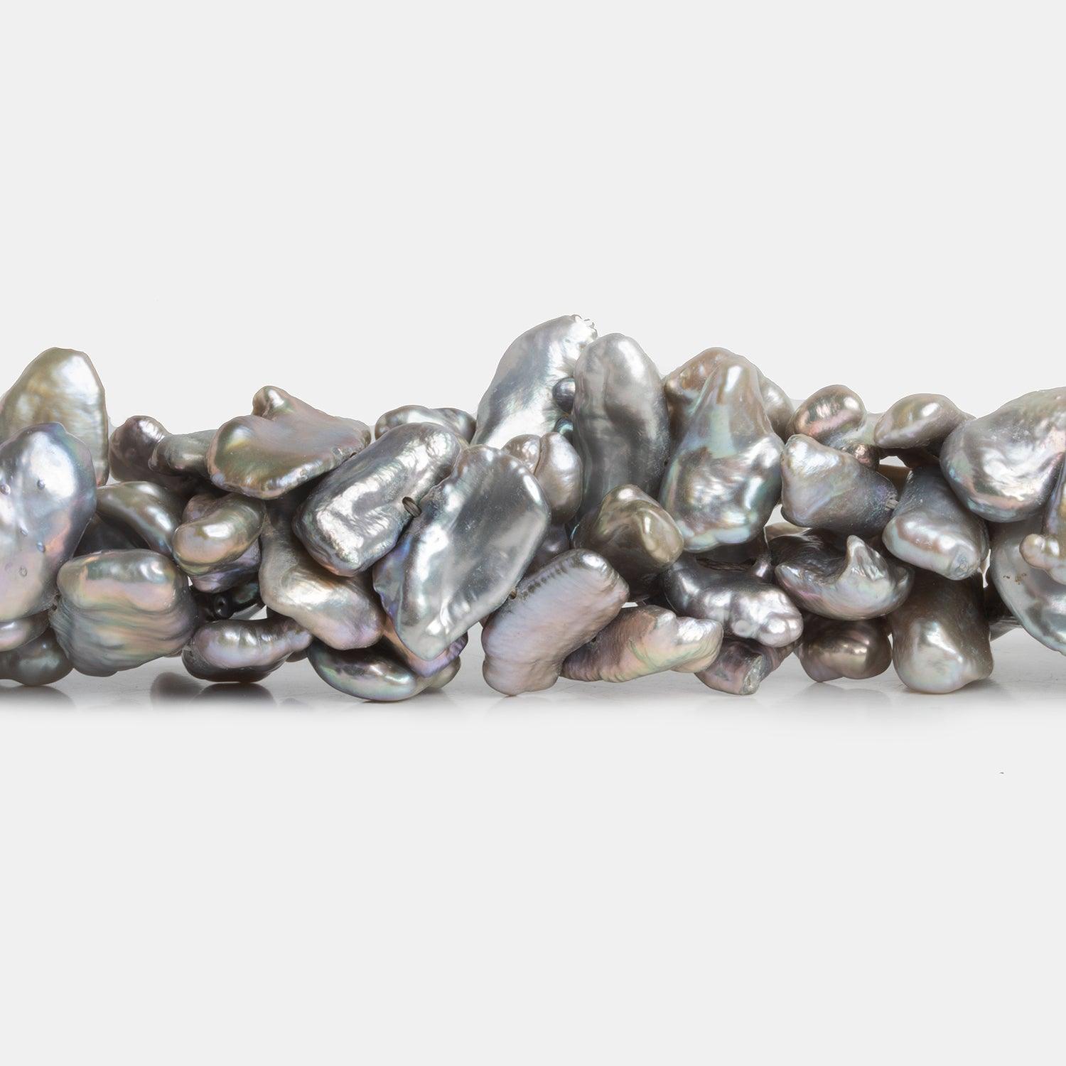 Rose Silver Biwa Freshwater Pearl 15 inch 45 pieces - The Bead Traders