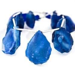 Royal Blue Agate Hammer Faceted Pear Beads - The Bead Traders