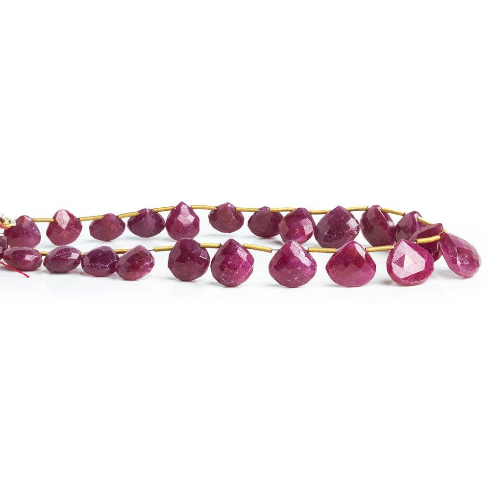 Ruby Faceted Heart Beads 10 inch 24 pieces - The Bead Traders
