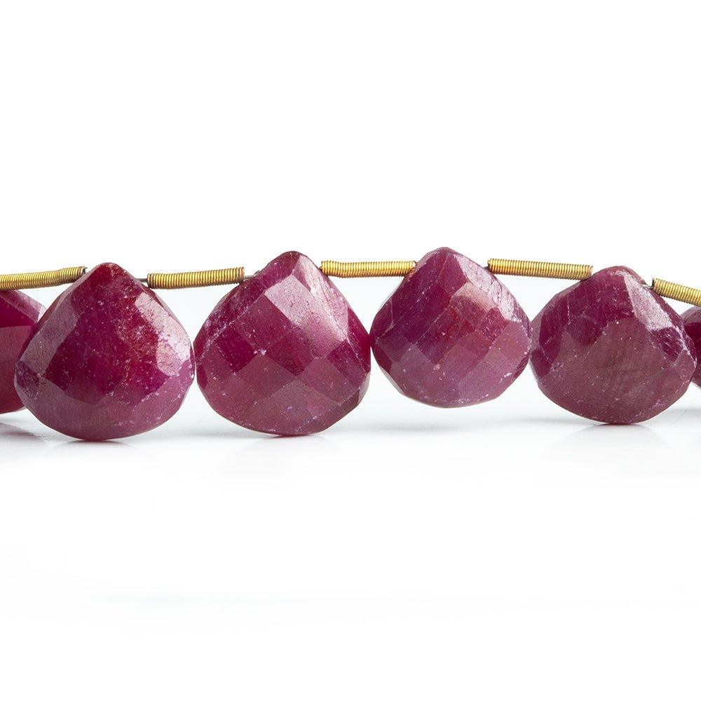 Ruby Faceted Heart Beads 10 inch 24 pieces - The Bead Traders