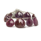 Ruby Faceted Heart Briolette Beads 6.25 inch 10 pieces - The Bead Traders