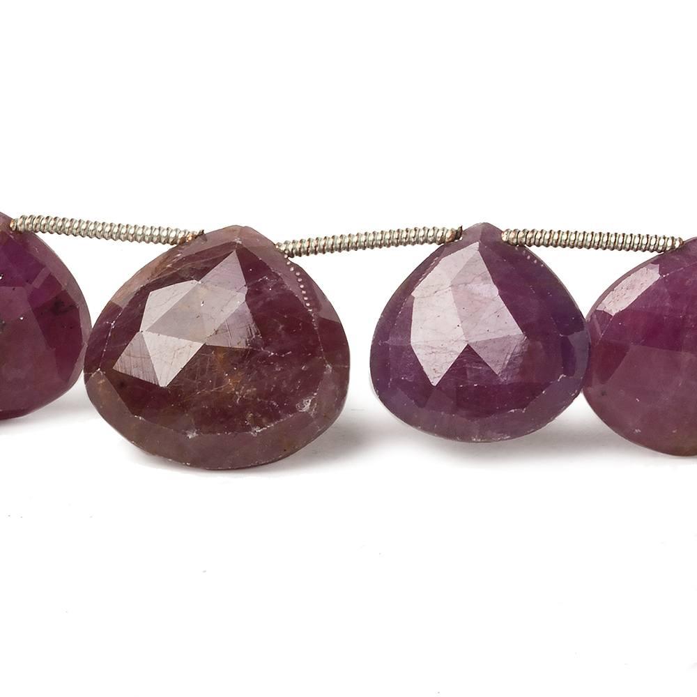 Ruby Faceted Heart Briolette Beads 6.25 inch 10 pieces - The Bead Traders