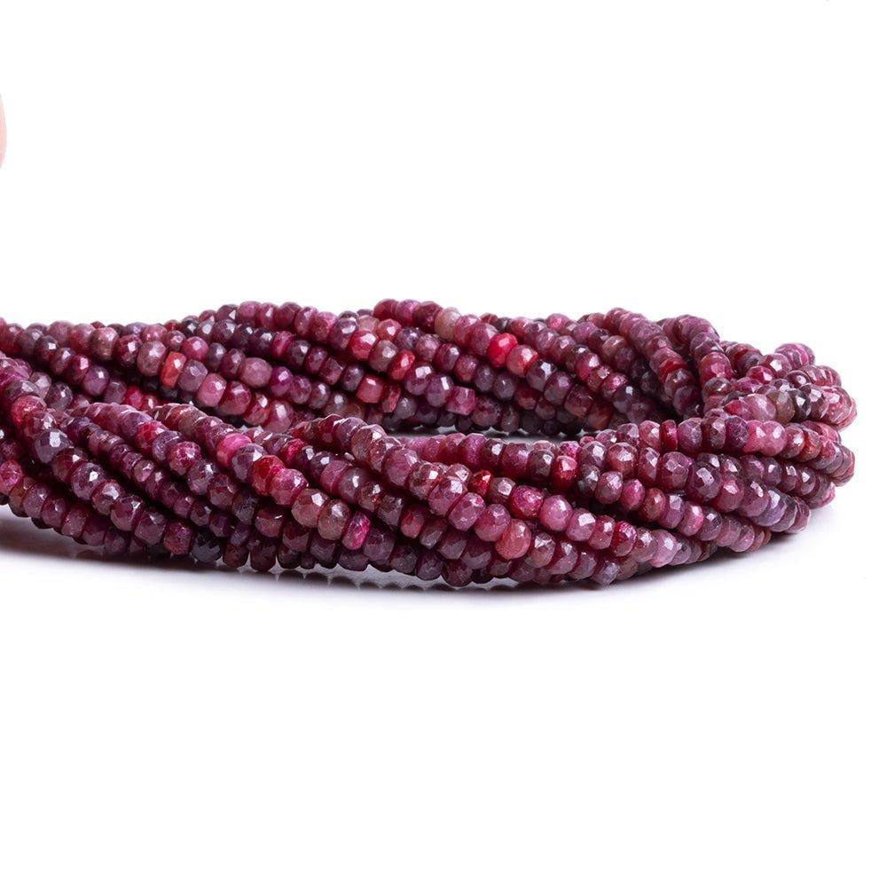 Ruby Faceted Rondelle Beads 13 inch 130 pieces - The Bead Traders