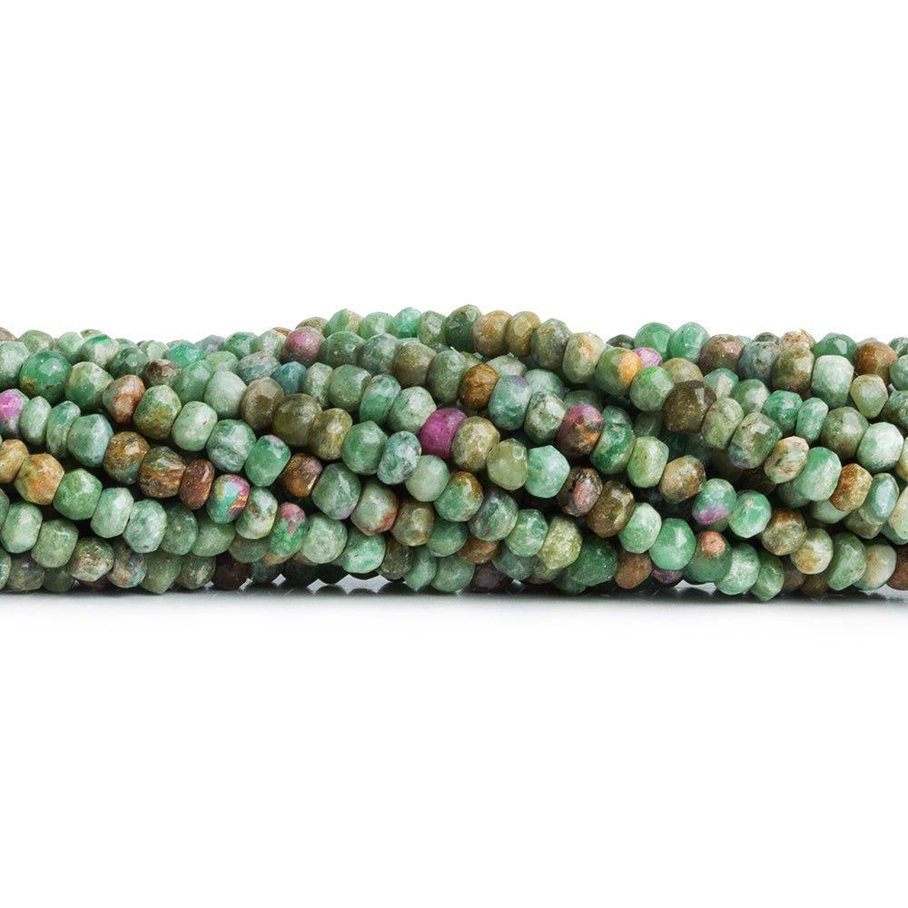 Ruby in Fuschite Hand Faceted Rondelle Beads 12 inch 120 pieces - The Bead Traders