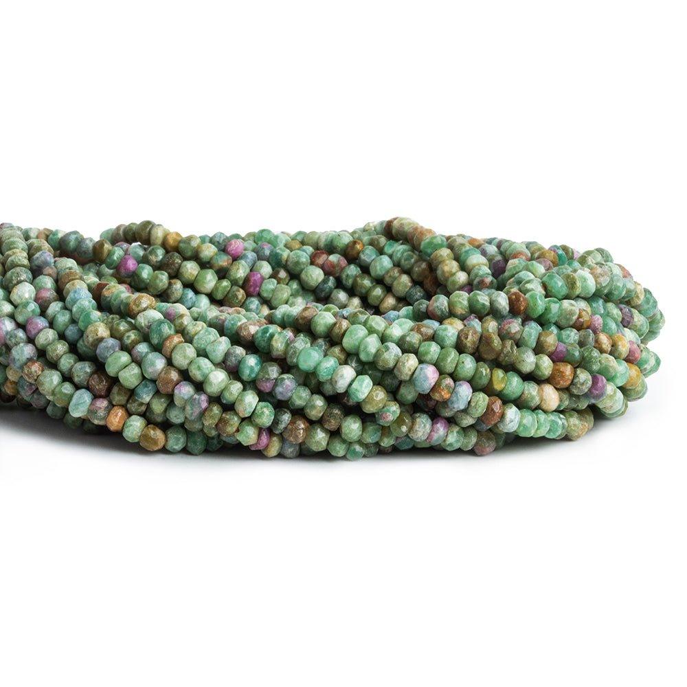 Ruby in Fuschite Hand Faceted Rondelle Beads 12 inch 120 pieces - The Bead Traders