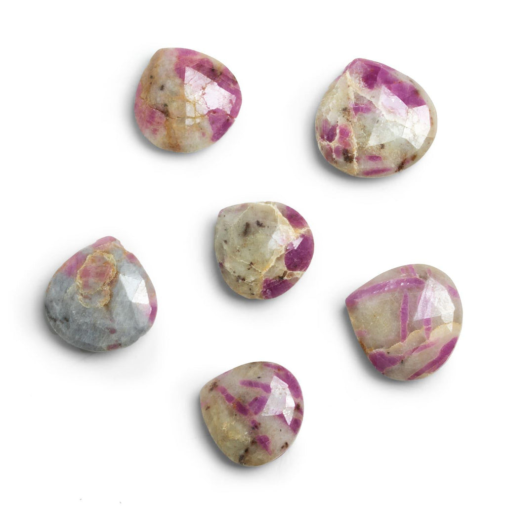 Ruby in Marble Top Drilled Heart Focal Bead 1 Piece - The Bead Traders
