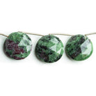 Ruby in Zoisite Faceted Coin Beads 8 inch 8 pieces - The Bead Traders