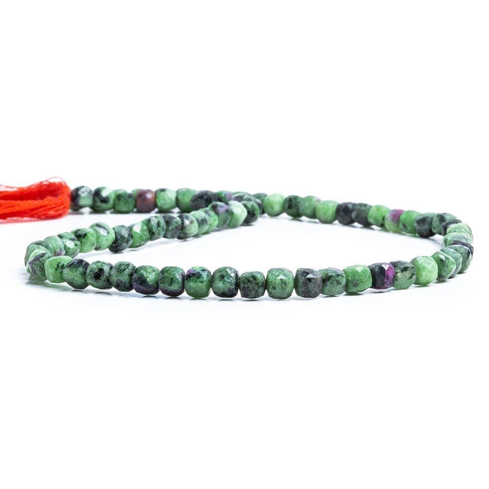 Ruby in Zoisite Faceted Cube Beads 12 inch 75 pieces - The Bead Traders