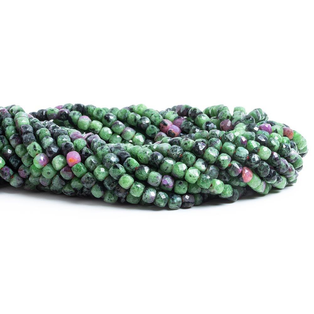 Ruby in Zoisite Faceted Cube Beads 12 inch 75 pieces - The Bead Traders