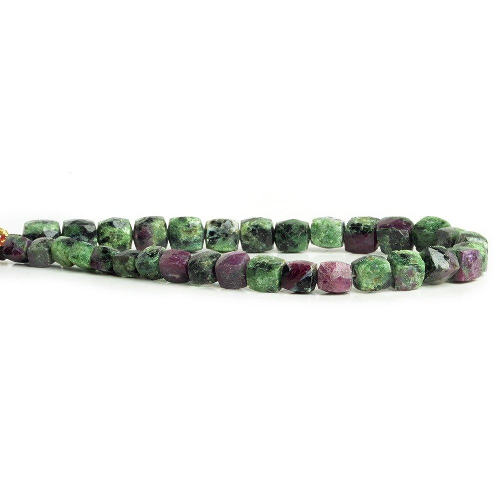 Ruby in Zoisite Faceted Cube Beads 8 inch 32 pieces - The Bead Traders