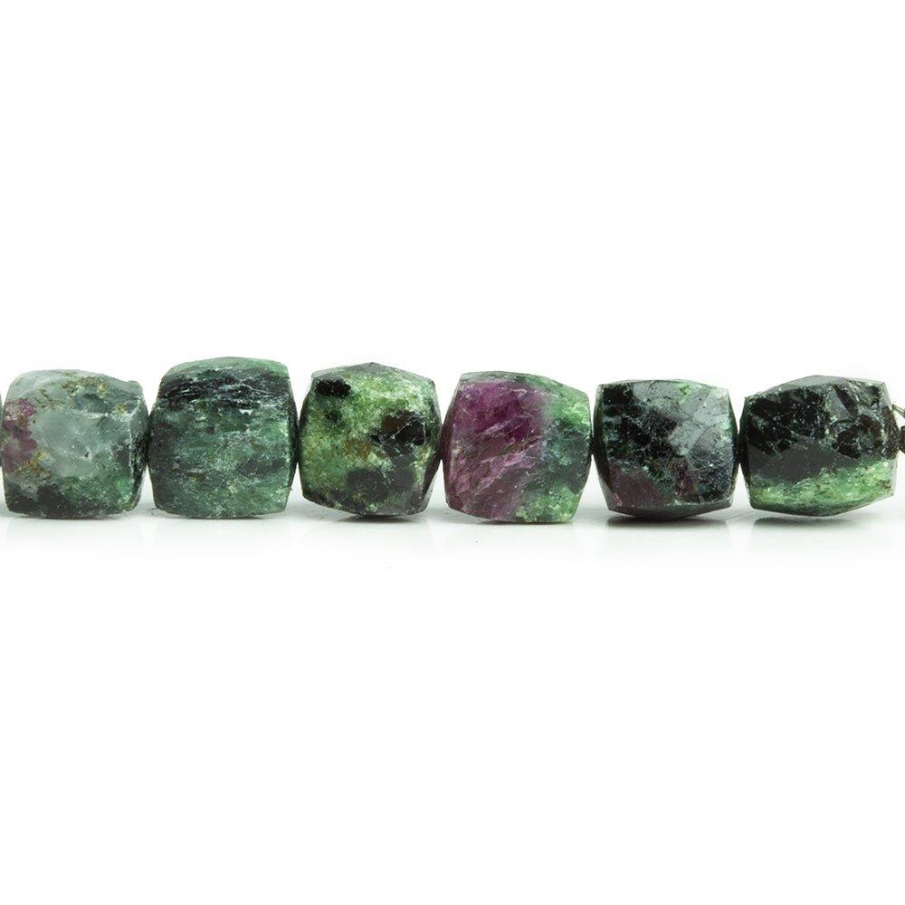 Ruby in Zoisite Faceted Cube Beads 8 inch 32 pieces - The Bead Traders