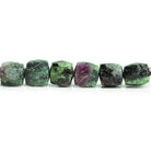 Ruby in Zoisite Faceted Cube Beads 8 inch 32 pieces - The Bead Traders
