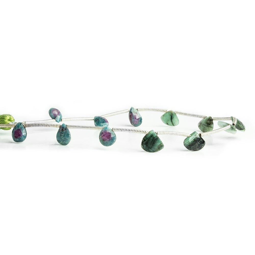 Ruby in Zoisite Faceted Pears & Hearts 7 inch 12 pieces - The Bead Traders