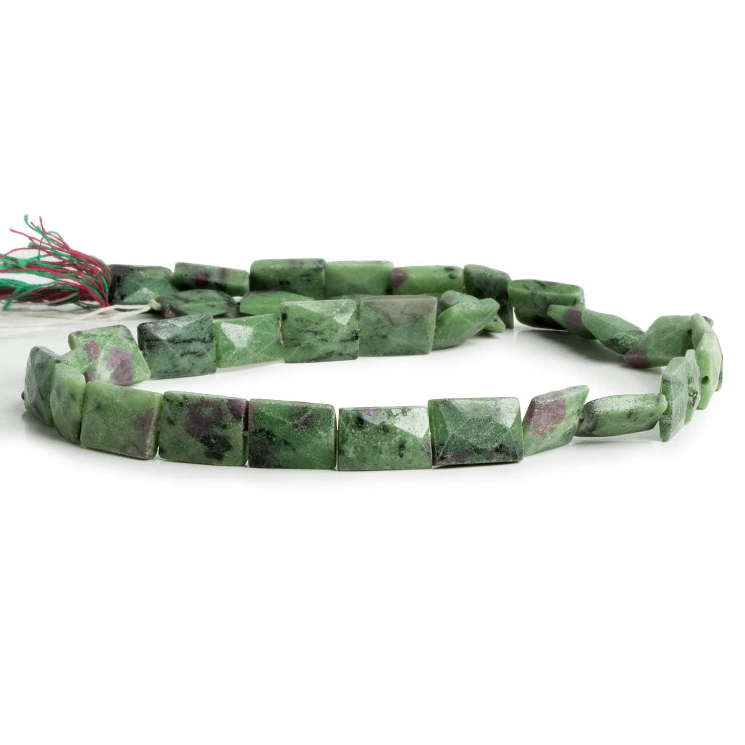 Ruby in Zoisite Handcut Rectangles 15 inch 30 beads - The Bead Traders