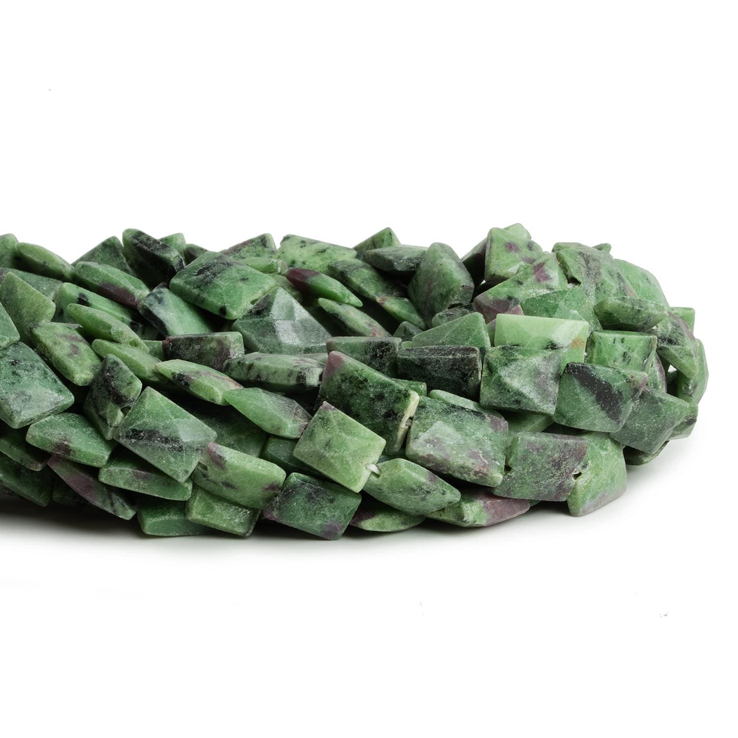 Ruby in Zoisite Handcut Rectangles 15 inch 30 beads - The Bead Traders