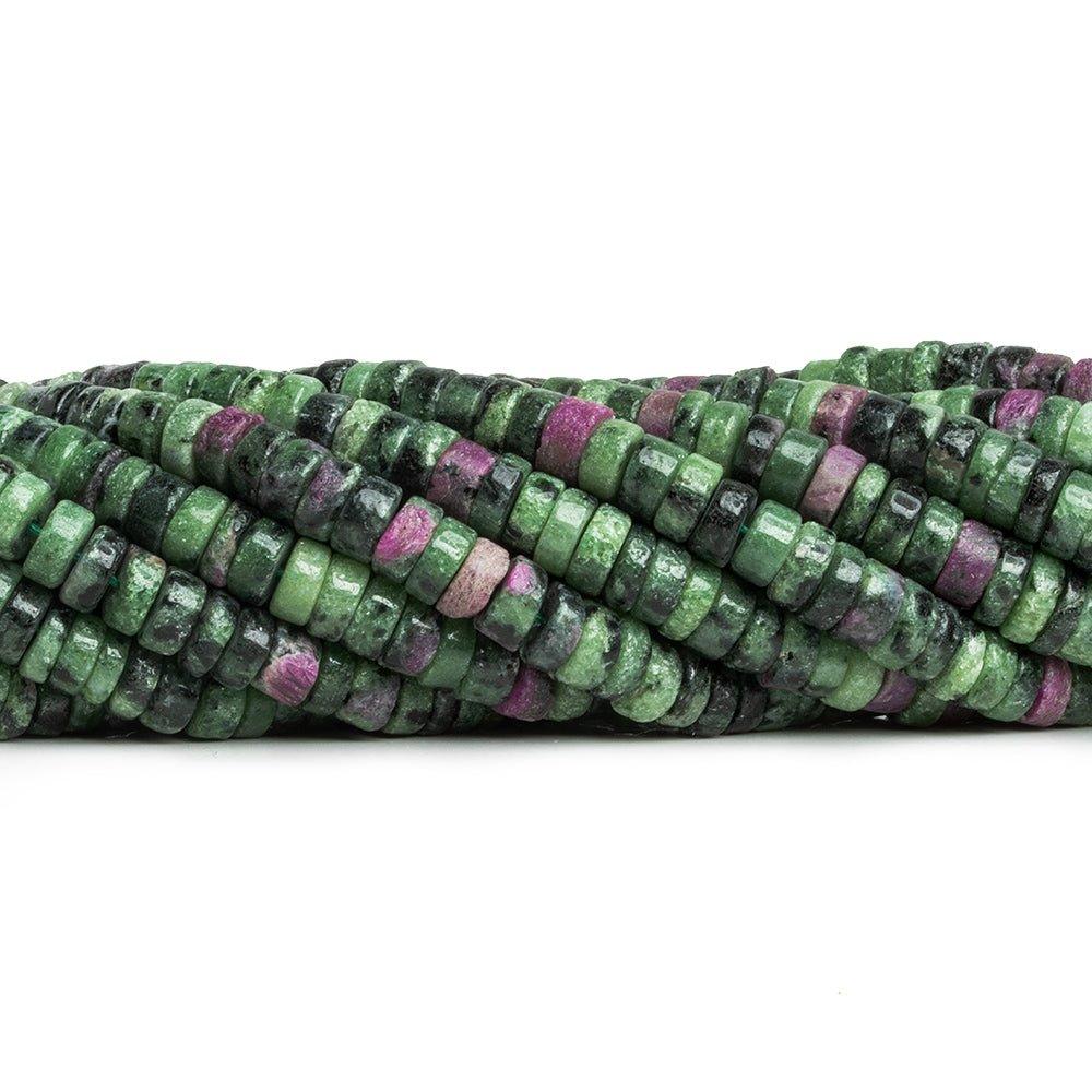Ruby in Zoisite Plain Heishi Beads 16 inch 140 pieces - The Bead Traders