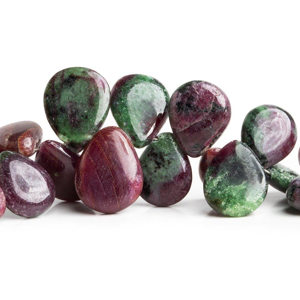 Ruby in Zoisite Plain Pear Beads 8 inch 48 pieces - The Bead Traders