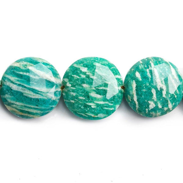 20mm Russian Amazonite Faceted Coin Beads 8 inch 10 pieces