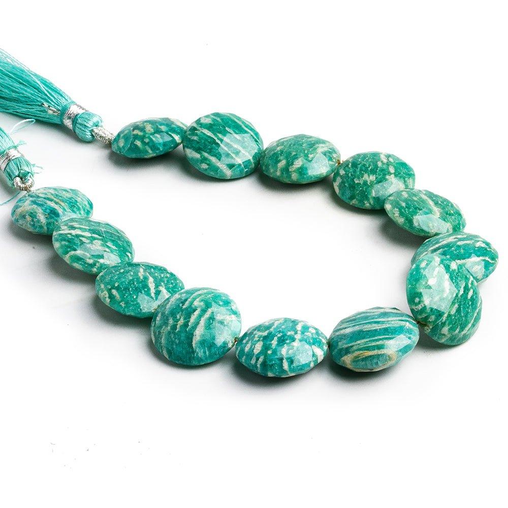 Russian Amazonite Faceted Coin Beads 8 inch 10 pieces - The Bead Traders