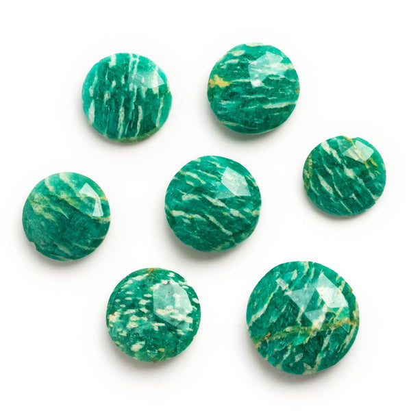 Russian Amazonite Faceted Coin Focal Bead 1 Piece