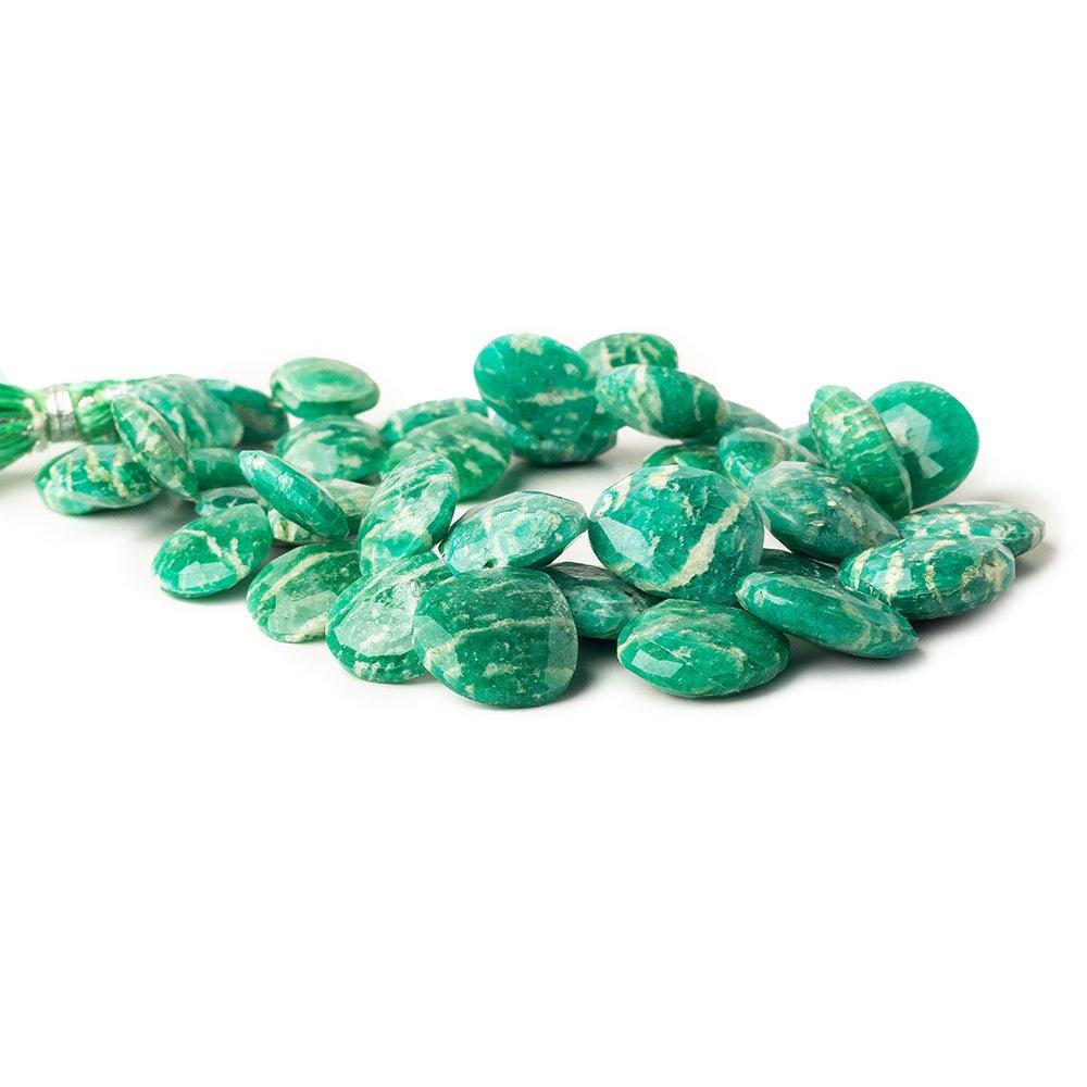 Russian Amazonite faceted heart beads 8 inch 37 pieces 11x11mm - 17x17mm - The Bead Traders
