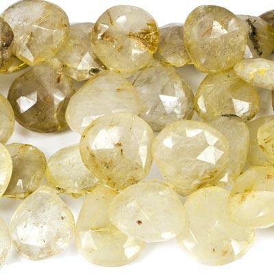 Rutilated Quartz Beads Faceted 14x14-16x16mm, 8" length, 42 pcs - The Bead Traders